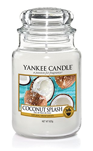 Yankee candle Coconut Splash Candela Profumata, Candele in Giara, Bianco Coconut Splash, grande