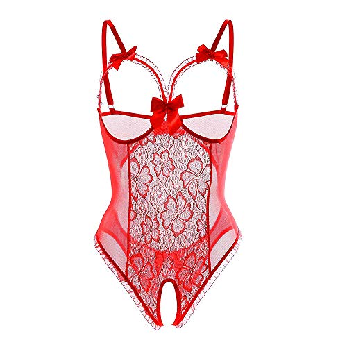 iMixCity Donna Pizzo Lingerie Esotico Tuta Babydoll Ad Anello Aperto Prospettiva Pigiama Prospettiva Pigiama Body Completi Intimi Camicie Donne Biancheria Intima Lingerie Babydoll