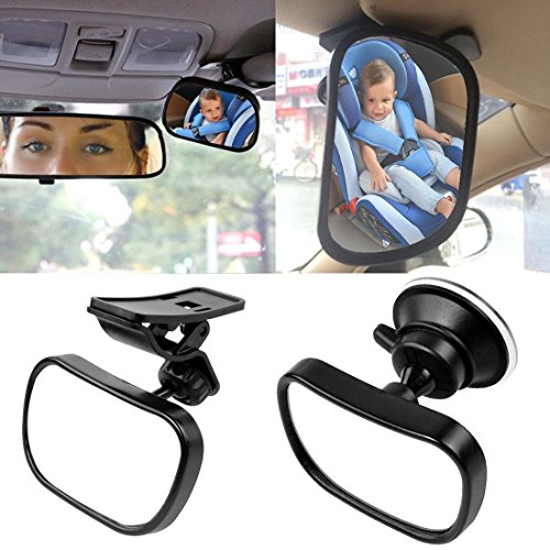 Wommty, specchietto retrovisore per bambini e neonati seduti sul sedile posteriore, infrangibile, di sicurezza, con una ventosa per il montaggio sul parabrezza o sul parasole