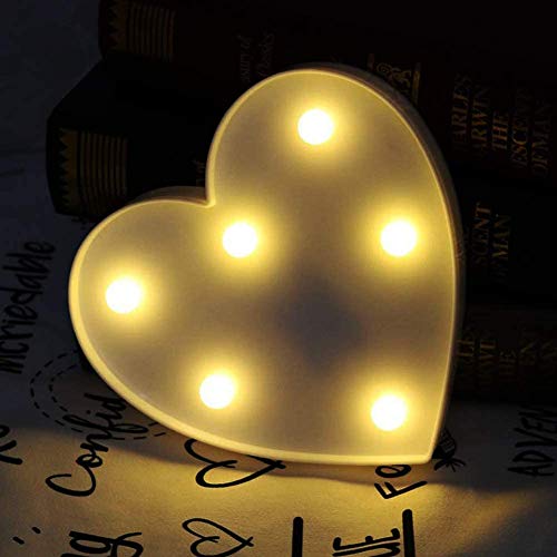 Yuna Lettere Luminose LED Lettere Decorative a LED Lettere dell'alfabeto Bianco (Cuore)