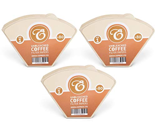 EDESIA ESPRESS - 240 filtri caffè americano in carta non sbiancata - forma a cono - misura 1