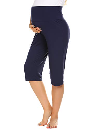 Balancora - Pantaloni corti da donna per gravidanza, con pancia extra Navy blu L