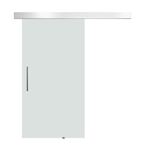 HOMCOM Porta Scorrevole Interna in Vetro Smerigliato con Binario B1 e Maniglia per Bagno Cucina Studio Vetro 205x 102.5x 0,8cm