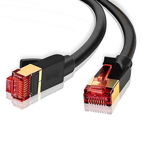 IBRA Cavo di rete 20m - Cat 7 Cavo Ethernet Gigabit | Cavo patch LAN RJ45 | S/STP 10 Gbps 600Mhz 10000Mbit/s | Switch Router Modem Patchpannel | Compatibile con CAT5/CAT5e/Cat6 (20 Metri) | Round Nero …