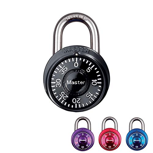 Master Lock 1533EURD Lucchetto, Combinazione Fissa a 3 Numeri, Acciaio Inossidabile, Assortimento Rosso/Blu/Grigio/Bianco, Diametro 38 mm