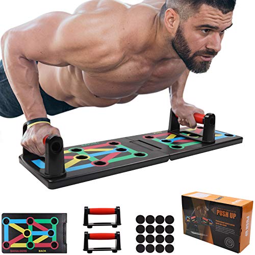 GLKEBY 12 in1 Push up Board, Pieghevole Portatile Push-up Rack Board, Multifunzione con codice Colore per Il Fitness Pushup Stand, per l'allenamento Muscolare del Corpo nella Palestra di casa
