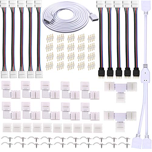 FSJEE Kit connettore senza saldatura striscia LED RGB 10MM 4 pin 5050