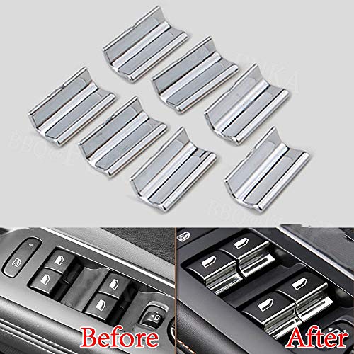 HKPKYK Decorazione auto aria condizionata,Per Peugeot 308 3008 2014 2015 2016 2017 2018, 7pcs Cromo Porta Finestre Alzacristalli Interruttore Accessori Paillette