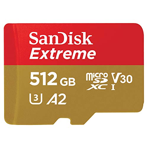 SanDisk Extreme scheda di memoria microSDXC da 512 GB + Adattatore SD fino a 160 MB/sec, classe di velocità UHS 3 (U3), V30