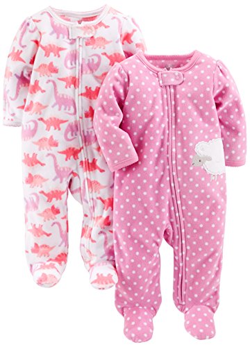 Simple Joys by Carter's Infant-And-Toddler-Bodysuit-Footies, Dino/Lambs, Newborn, Pacco da 2