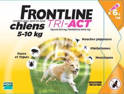 6 PIPETTE FRONTLINE TRI ACT 5-10 Kg - Antiparassitario per cani di piccola taglia
