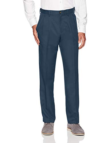 Amazon Essentials Expandable Waist Classic-Fit Pleated Dress Pants Pantaloni, Marina Militare, W42 / L34