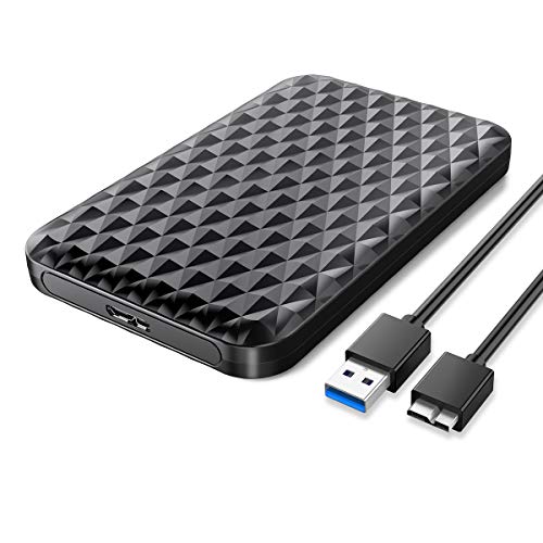 ORICO Case Esterno per Disco Rigido 2,5 '', Custodia Esterna Portatile da USB3.0 a SATA per Supporto di Progettazione Senza Attrezzi da 7 mm / 9,5 mm HDD/SSD Max 4 TB con UASP （Nero）