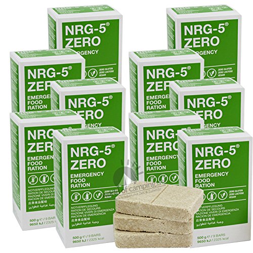 SeguRisk 10 X NRG 5 Zero sopravvivenza senza glutine 500 G Razione Not Vorsorge | 10 X 9 legame Survival Nahrung Expeditions attrezzature di base come EPA