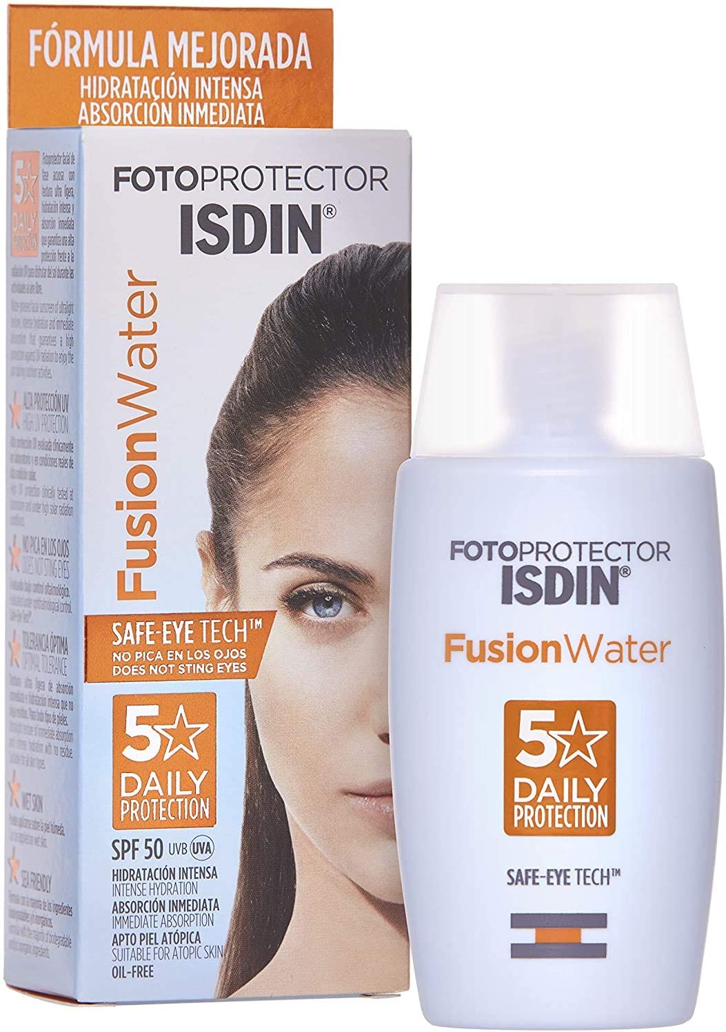 Fotoprotector ISDIN Fusion Water SPF 50 50ml | Fotoprotettore viso per uso quotidiano | Texture ultraleggera