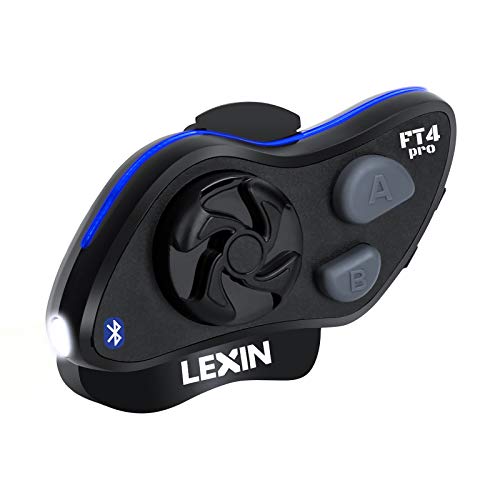 Interfono casco LEXIN FT4 Pro con strobo SoS, auricolare Bluetooth per moto per navigazione e telefono cellulare, comunicatore per Motorrider.