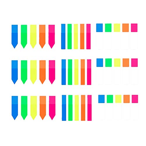 Segnapagina,Segnapagina Adesivi 900 pezzi Colorato Scrivibile Etichette per Studenti Lavoratori Amministratore della Biblioteca,3Formati 5 Colori 9 Set