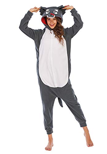 Animali Pigiama Lupo Onesie Donna Costume One Piece Tuta Animali Unisex,LTY33-XL