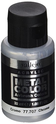 Acrylicos Vallejo Metal Color - Vernice Semi Opaca in Alluminio, 32 ml, Grigio (Chrome)