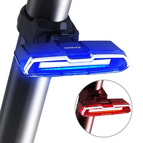 SODIAL Luce Posteriore della Bici Luce della Bici Ultra Luminosa Luce LED Posteriore Ricaricabile della Bicicletta 5 fari di modalita' Luce con Rosso + Blu