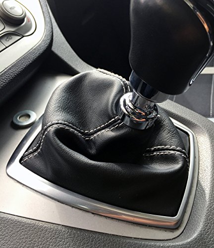 Cuffia cambio Ford Kuga in vera pelle nera e cuciture grigie - NO PARTI PLASTICHE