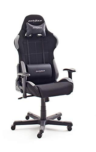 DX Racer5 sedia da gioco sedia da scrivania sedia da ufficio gaming chair nero/grigio 78 x 52 x 124-134 cm