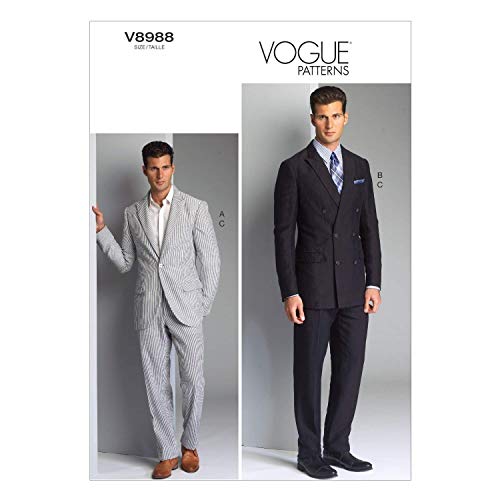 VOGUE PATTERNS V8982 F5 - Cartamodello per Giacca e Pantaloni da Uomo, Taglie e Colori Vari