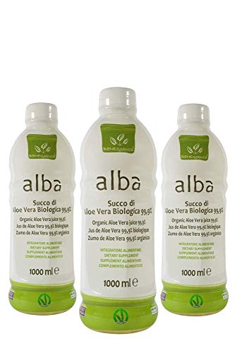Benessence - Succo Bio di Aloe Vera Biologica 99,9% - 3 bottiglie da 1 litro.