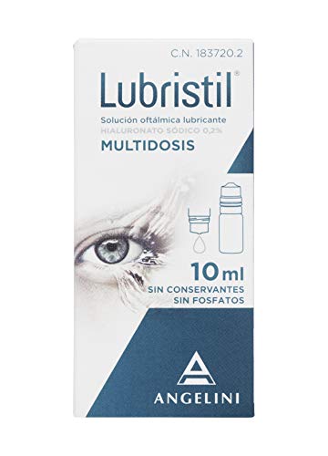 Lubristil - Lacrima artificiale con acido ialuronico, proprietà lubrificanti, idratanti e protettive per la superficie degli occhi, senza conservanti, 10 ml