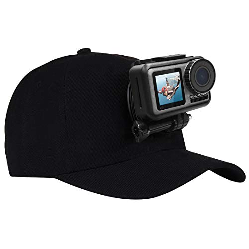 Puluz cappello da baseball con j-hook fibbia Mount & 1/10,2 cm vite per tutte le fotocamere GoPro, SJ e Xiaoyi, Black