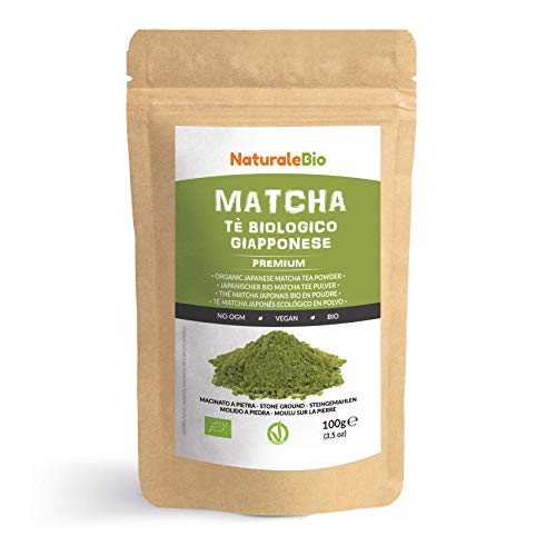 Tè Verde Matcha Biologico in Polvere [ GRADO PREMIUM ] da 100 grammi. The Matcha Prodotto in Giappone Uji, Kyoto. Ideale da Bere, per i Dolci, Frullati, Tè freddo, nel Latte e come ingrediente.