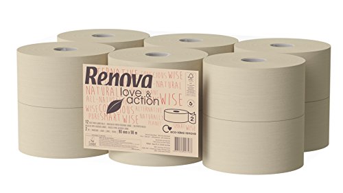 RENOVA carta igienica Jumbo Love & Action, Beige- 12 pezzi