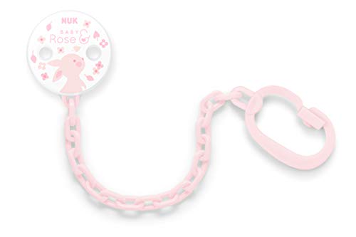 NUK 10256456 - Catenella portaciuccio con clip, 1 pezzo, rosa