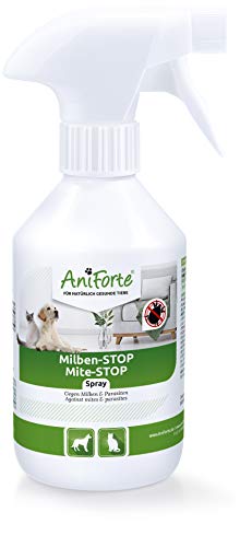 AniForte Acari Stop Spray 250ml per Gatti, Cani, Roditori, Piccoli Animali e Altri Animali Domestici, Difesa Naturale Contro Insetti e Parassiti, Integratori de Antiparassitario