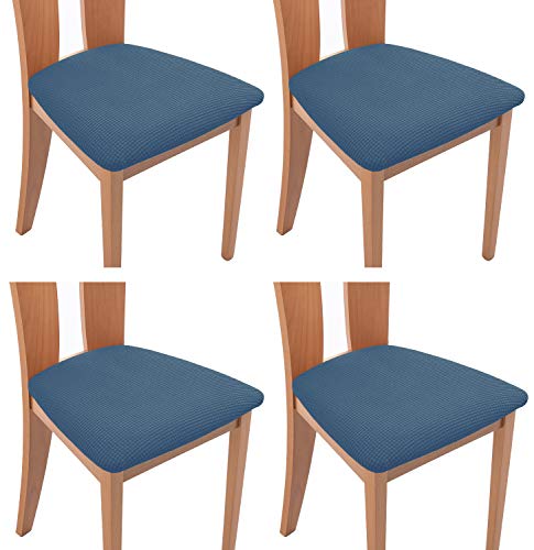 TIANSHU Coprisedili per Sedia 4 Pezzi Set,Home coprisedia Cuscino coprisedile Furniture Protector,Jacquard Cuscino Seduta Sedia da Pranzo Protezioni Chair Slipcovers(4 Pezzi Set,Denim Blue)