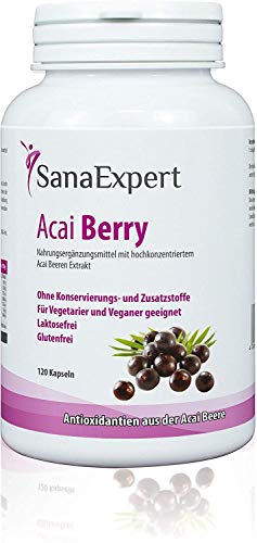 SanaExpert Acai Berry | PURO ESTRATTO DI BACCHE ACAI | alto dosaggio 4000 mg di frutta Acai (120 compresse) Ingredienti vegani 100% naturali. Prodotto in Germania.