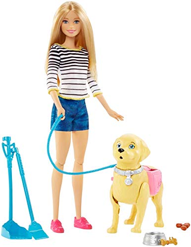 Barbie-A Spasso coi Cuccioli con Cagnolino Che Fa i Bisogni e Accessori, Multicolore, DWJ68