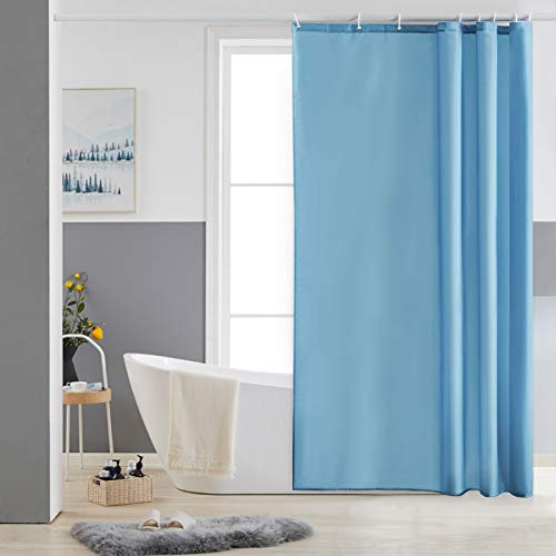 Furlinic Tende Doccia Anti-Muffa Tessuto in Poliestere Azzurro Tende Doccia Angolare Impermeabile Lavabile Tenda Vasca da Bagno con 8 Ganci Tenda Doccia 120x180cm.