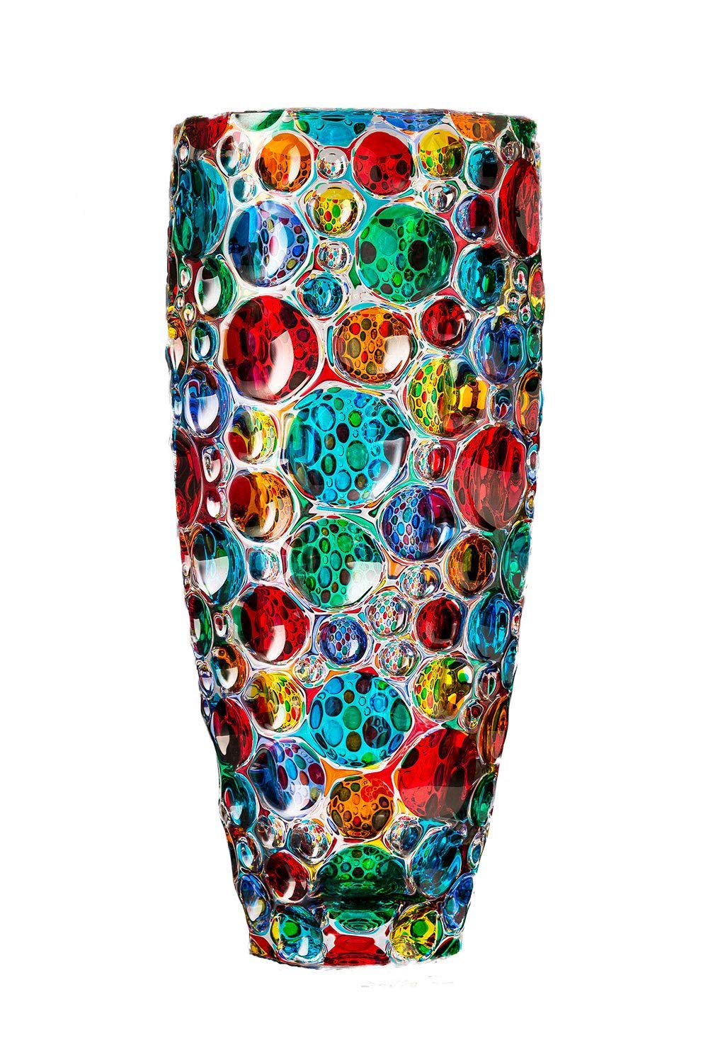 Vaso Bolle multicolore in cristallo dipinto a mano murano style venezia