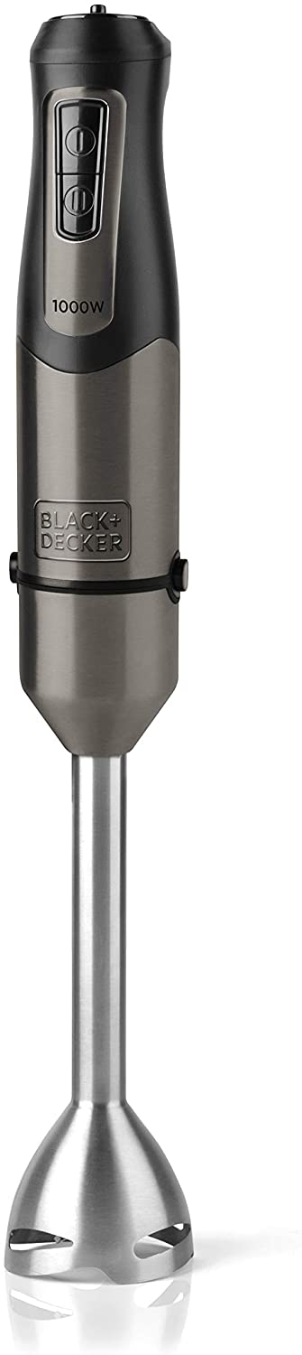 BLACK+DECKER Bxhb1000E Frullatore a Immersione, 1000 W, Inox/Plastica, Nero/Acciaio