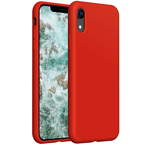 YATWIN Compatibile con Cover iPhone XR, Custodia per iPhone XR Silicone Liquido, Protezione Completa del Corpo con Fodera in Microfibra, Compatibile con iPhone XR 6,1'', Rosso