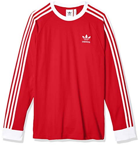 adidas 3-Stripes LS T, T-Shirt A Manica Lunga Uomo, Lush Red, S