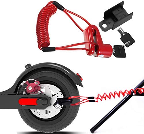 Scooter Elettrico Antifurto in Acciaio Wire Lock Freni,Blocco antifurto per Freno a Disco in Filo di Acciaio per Xiaomi Mijia M365,Adatto per la maggior parte degli scooter (rosso)