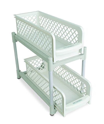 Ideaworks e7465 Tier 2 Basket portatili cassetti, PP, Bianco, 38 x 14,6 x 33 cm