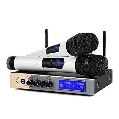 Microfono Senza Fili Bluetooth,ARCHEER Microfono Professionale con 2 Microfoni UHF per Karaoke,Festa,Spettacolo, Bar, Riunione, DJ, Chiesa, Matrimonio(Bluetooth 4.1)