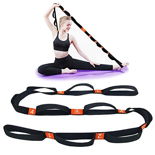 5BILLION Cinghia di Yoga - 4cm x 204cm - Cinghia di Yoga con Cicli Multipli Grip - Ideale per Hot Yoga, Fisioterapia, Una Maggiore Flessibilità e Fitness Allenamento (Arancione)