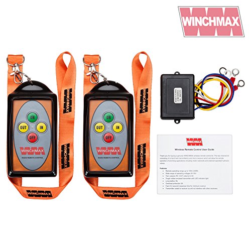 Winchmax - Telecomando per verricello a 2 canali, senza fili, con due ricevitori HD, lunga distanza, 12 V/24 V