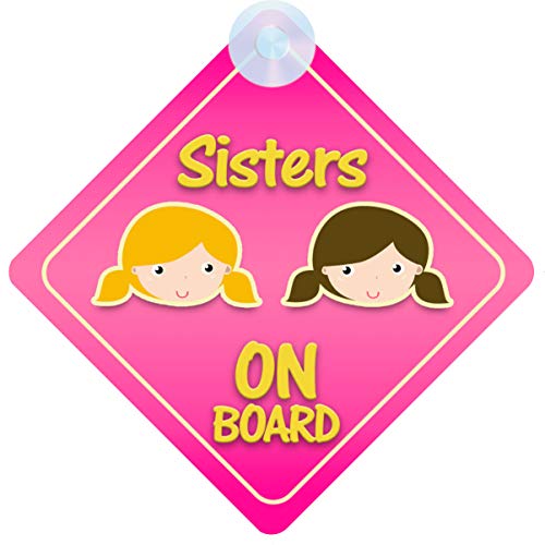 Sisters on Board - Cartello per auto per bambini/bambine, non personalizzabile