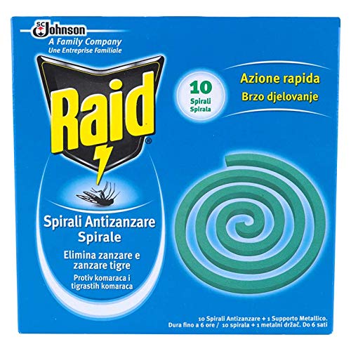 Raid Spirali Antizanzare con Supporto Metallico - 6 confezioni da 10 pezzi [60 pezzi]