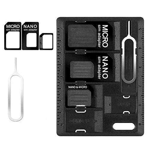 CKANDAY - Porta schede SIM con perni per Aprire Vassoio, Set di Strumenti per schede di Memoria Micro Nano Micro-SD, con 3 adattatori per schede e 1 espulsione, Colore: Nero